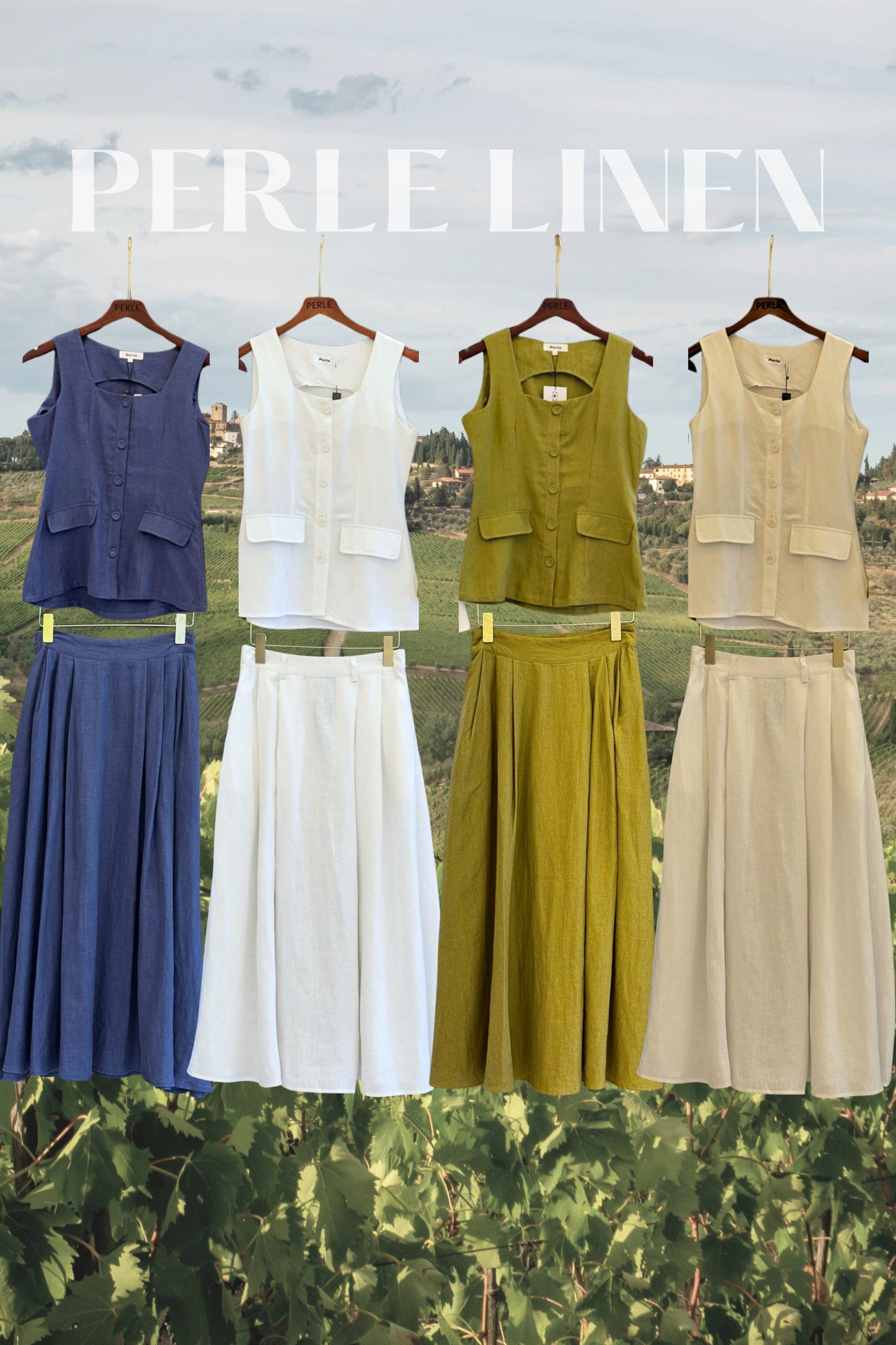 Chân váy Rosalie Linen - Trắng