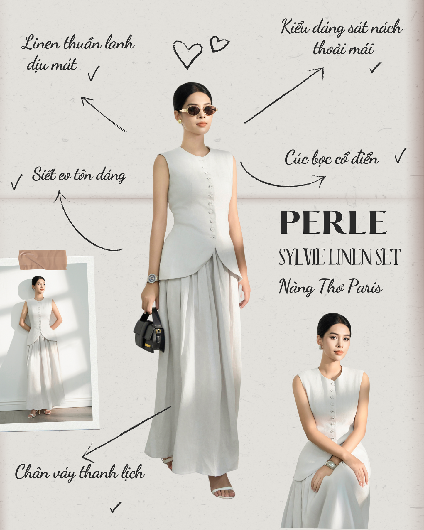 Áo Vest Cúc Sylvie 100% Linen